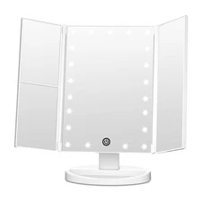 FASCINATE Trifold Vanity Mirror with Lights, Lighted Makeup Mirror 2X/3X Magn...