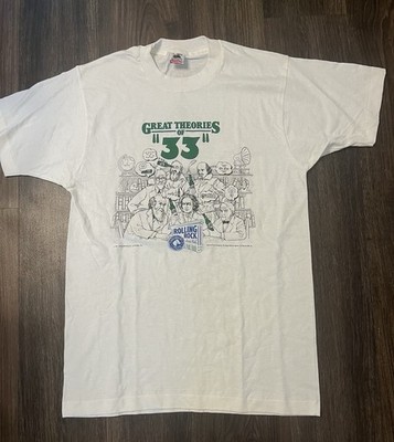Vintage Rolling Rock Beer Shirt Great Theories of 33 Size Large 1991 Made In USA