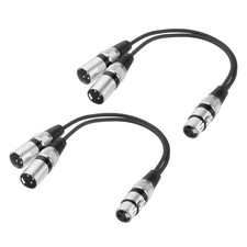 3-Pin XLR Splitter Cable, 2 Pack 1 Female to 2 Male, Black Circle
