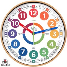 Kids Learning Wall Clock - Silent Analogue Clock with Fun Teaching Features