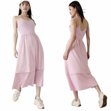 Athleta Begonia Pink Elation V-Neck Hybrid Midi Dress Large