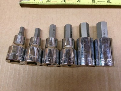 Wright Tool USA 1/2''  Drive 6-Piece SAE Hex Bit Set  1/4 - 9/16''