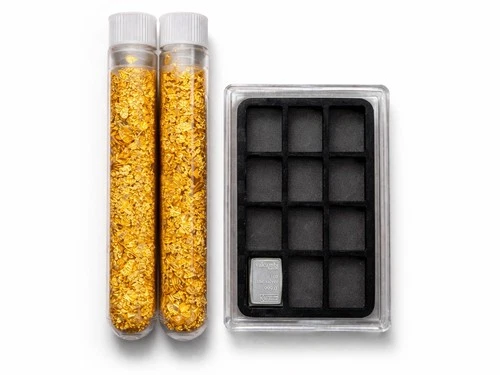 Valcambi 1g .999 Silver Bar + 2 Estate Gold Flake Vials Precious Metal Collector