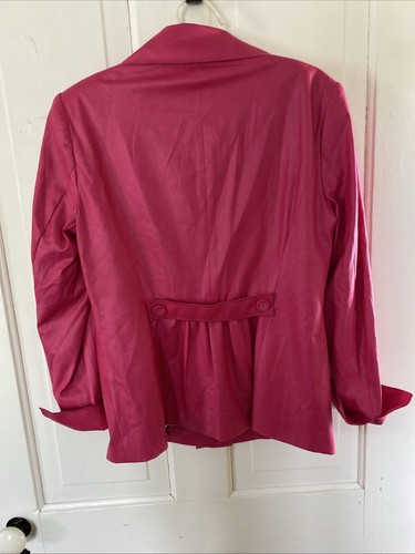 Vintage Sharon Young Eclectic Hot Pink Blazer Jacket Animal Print Lining Size 8 - Picture 3 of 10