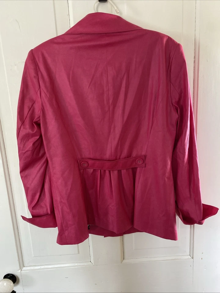Vintage Sharon Young Eclectic Hot Pink Blazer Jacket Animal Print Lining Size 8 - Image 3 of 4