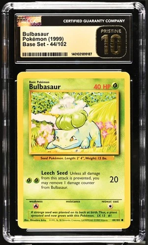 1999 Base Set Bulbasaur 44/102 CGC PRISTINE 10 Pokemon