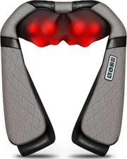 Blue Elf Shiatsu Electric Neck Back Massager Pillow 3D Kneading with Heat for Sh