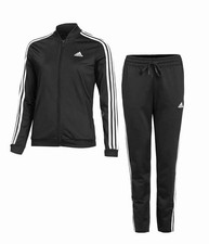 NWT adidas Womens 3 Stripes Tricot Tracksuit Size Small Black - Jacket  Pants