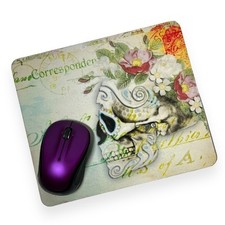 Sugar Skull Floral Computer Laptop Mouse Pad Custom Made Profile Skull Floral