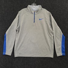 Nike Therma-FIT Pullover Mens Large Gray Blue 1/4 Zip Athletic 715199-063