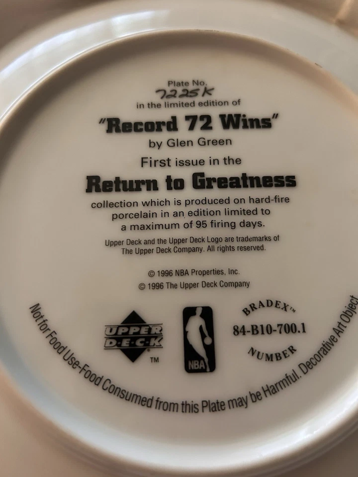 Cubierta superior NBA Michael Jordan 1996 placa “récord 72 victorias” edición limitada Foto 4 de 4