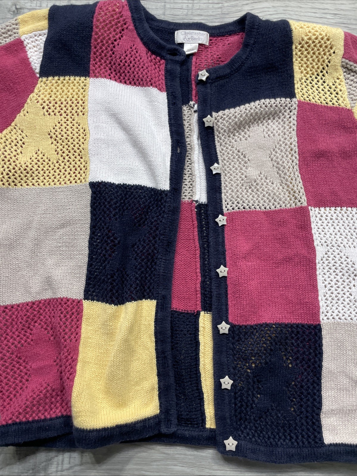 Christipher Banks Patchwork Star Sweater Short Sl… - image 3