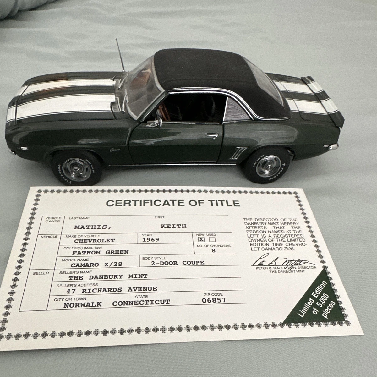 Danbury Mint Chevrolet Camaro Contemporary Manufacture Diecast