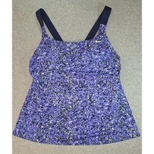 Nike Women's Purple Floral Print Swim Tank Top with Crossback Straps Size M