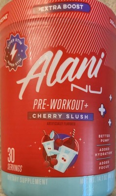 Alani Nu PRE-WORKOUT+Extra Boost 14oz Size (30 Serv) Cherry Slush BEST BY 12/26 