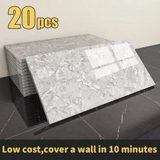 20/40pcs Gray Marble Wall Panels Waterproof PVC Peel and Stick Brick Tiles