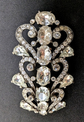 EISENBERG ORIGINAL Brooch Gorgeous Clear Crystal Stones Excellent 4'' HUGE