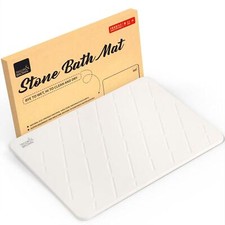 Non-Slip Diatomite Stone Bathroom Quick Absorbent Line Stone Bath Mat White