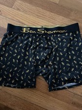 Vtg Ben Sherman Men  s Boxer Briefs Black Gold Brass Band trumpet Large Jazz