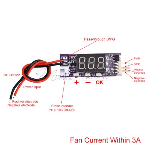 PWM PC CPU Fan Temperature Control Thermostat Speed Controller DC 12V 3A 4 Wire - Bild 4 von 12