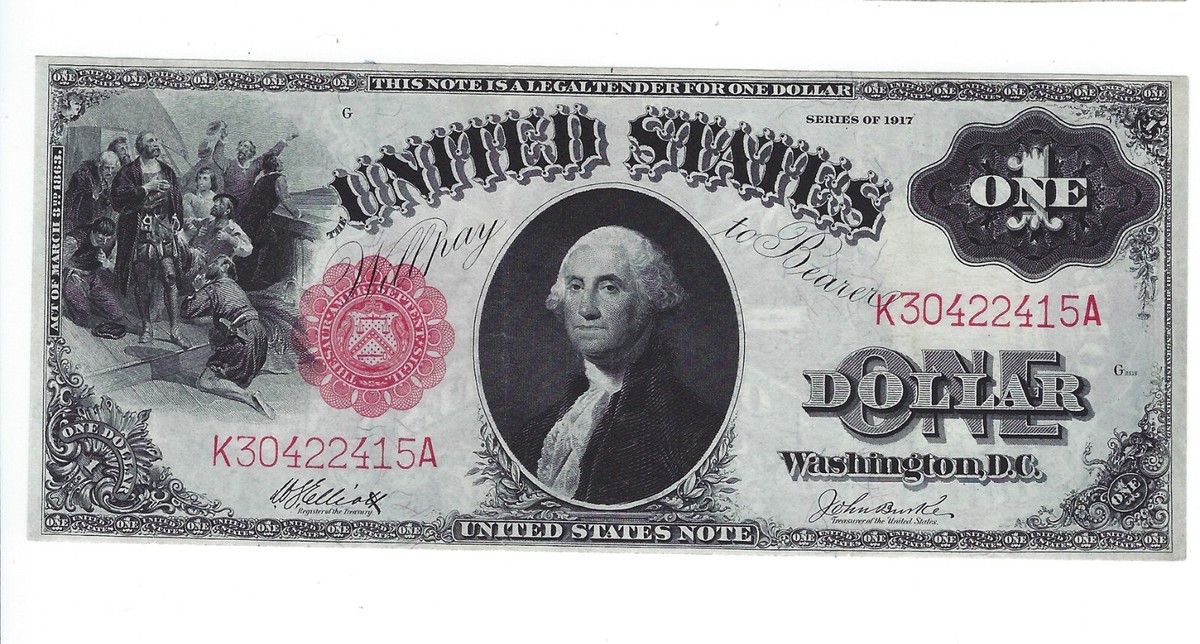 1917年 ONE DOLLAR  1917 United States Large Size $1 Sawhorse One Dollar Note Paper