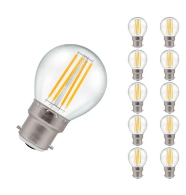 ELLY-DEE 10 X Golf Ball Filament BULB 4 Watt LED ROUND Bayonet B22 FILAMENT 4W = 40W