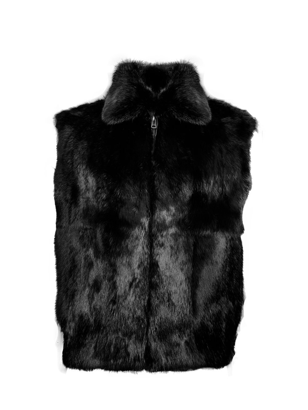 Men’s Authentic Rabbit Fur Vest in Black eBay
