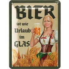 Retro Blechschild BIER Geschenk für Bierliebhaber vintage Metallschild 15x20 cm