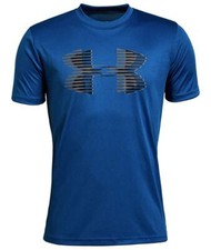 Under Armour Boys T-Shirt Tech Big Logo Graphic Tee Solid Small Royal Blue NEW