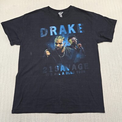 Drake & 21 Savage Shirt Mens Large Black Concert All a Blur Tour Dates Rap Tee