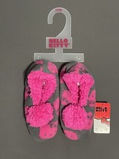 New Sanrio Hello Kitty Pom Pom Plush Moccasin Slippers Little Girl  s Size 11/12