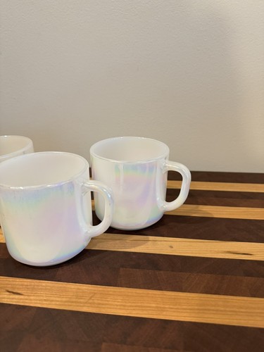 3 Vintage Federal Iridescent Moonglow D handle Coffee Mugs-8 Oz - Picture 7 of 14