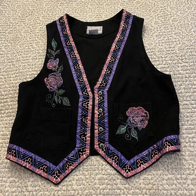 Carol Wilcher Original Hand Painted Denim Vest Pants Set