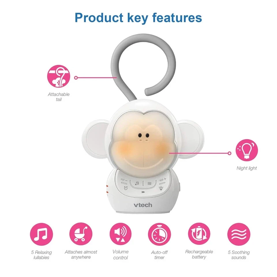 Vtech Communications BC8211 Myla the Monkey chupete para dormir bebé con un ruido blanco Foto 4 de 4