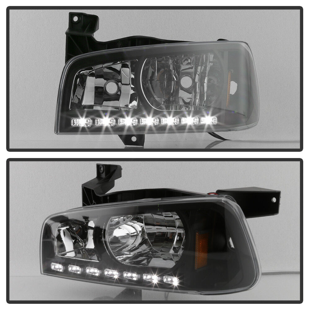 Black 2006-2010 Dodge Charger LED DRL Headlights w/Built In Corner Signal  Lamps eBay