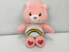 Vintage Care Bears CHEER BEAR Plush 10  Pink RAINBOW Stuffed Plush Animal 2002