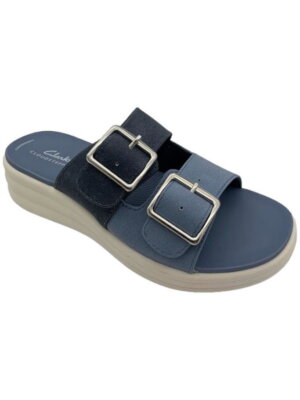 Clarks Cloudsteppers Womens Slide Sandals Drift Buckle Denim