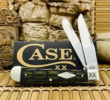 Case XX USA 2024 Awesome Tortoise Shell Olive Bone 1/500 Trapper Pocket Knife