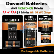 Duracell Rechargeable Batteries 4 AA Or AAA NiMH Fast Battery Charger lot Solar