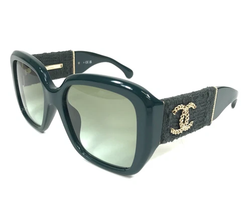 Chanel Sunglasses 5512-A c.1459/S3 Green Tweed Asian Fit Frames w/ Green Lenses