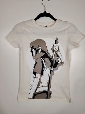 Naruto Itachi Sasuke Ushia Ninja Bio Baumwolle Damen T-Shirt Vintage Weiß S