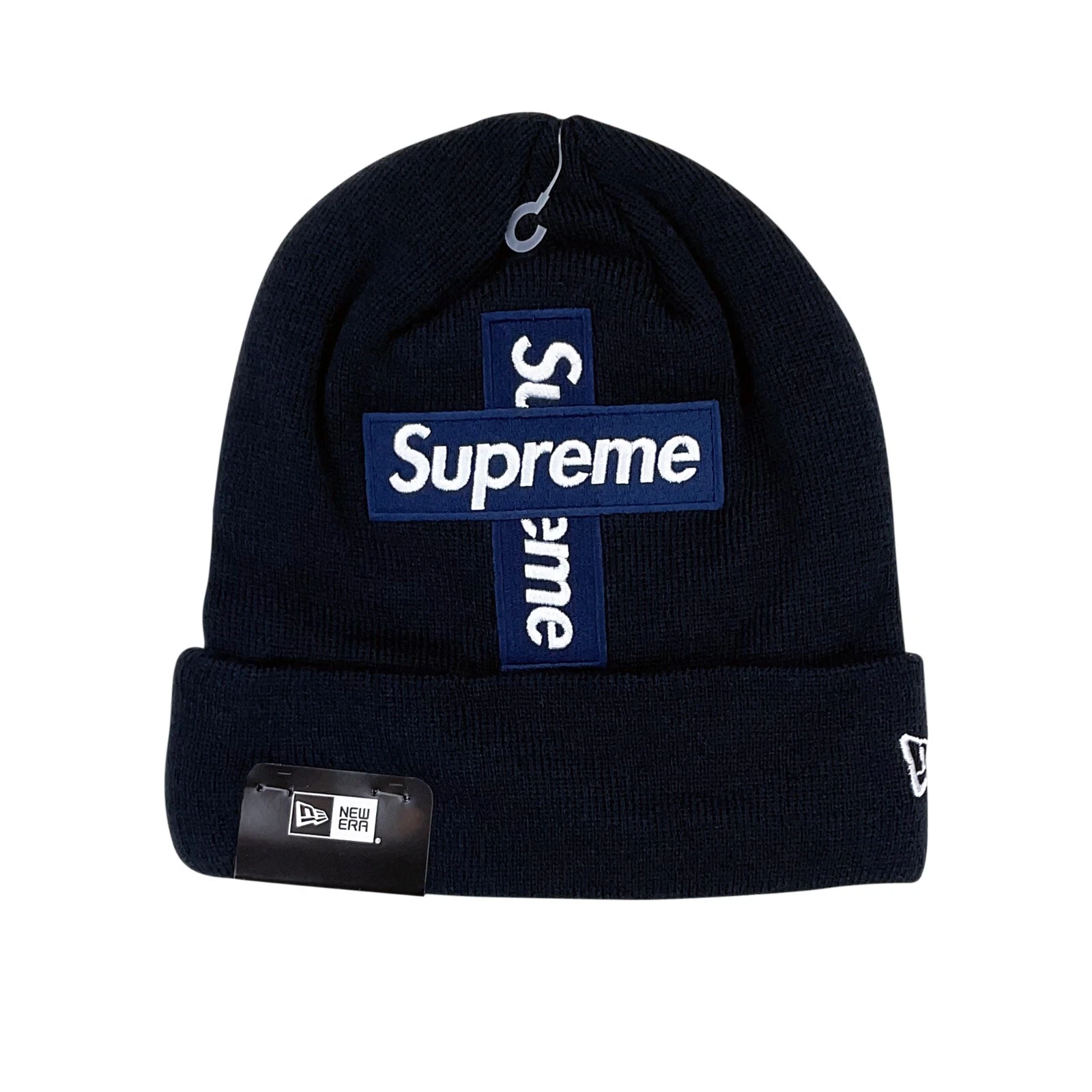 Bonnet bleu marine Supreme x New Era FW20 Cross Box Logo