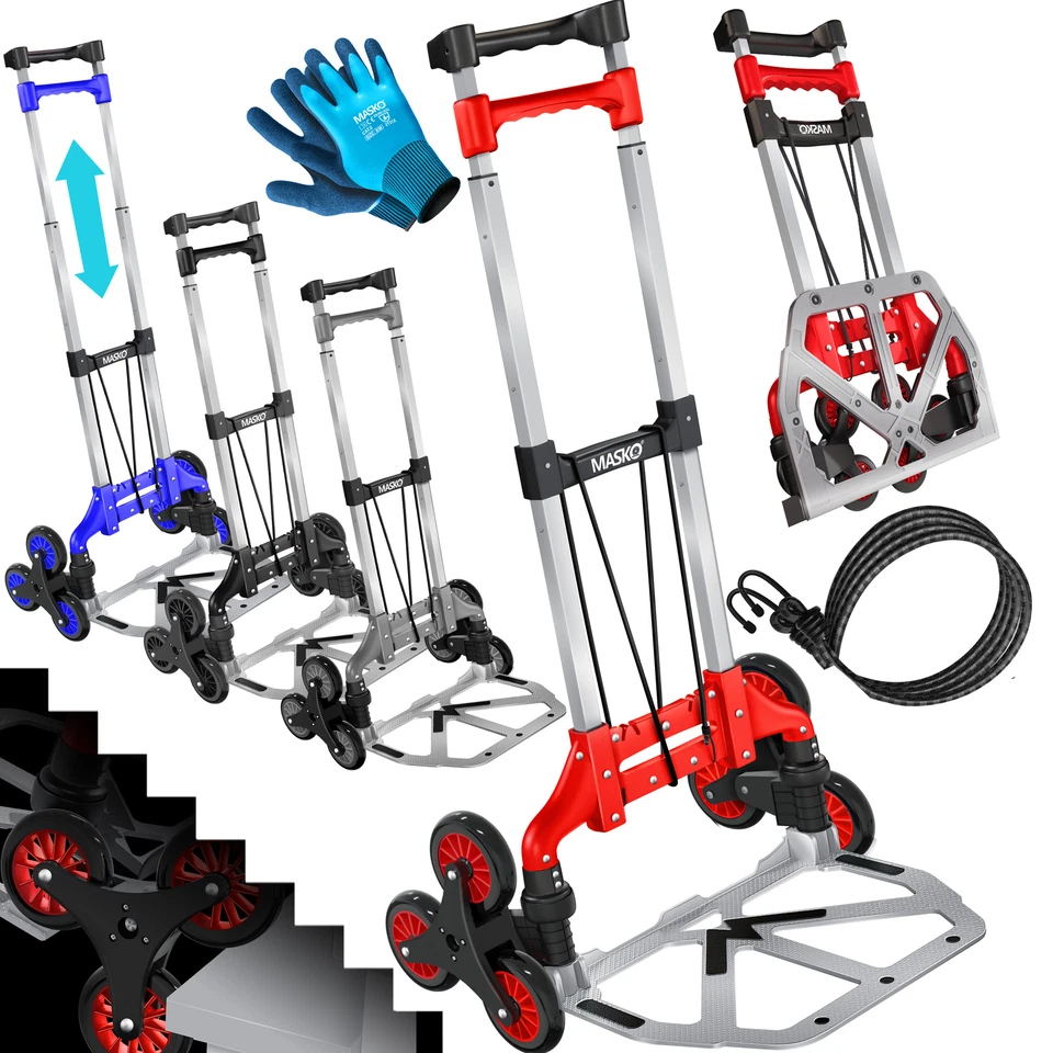 MASKO Sackkarre Treppenkarre 80kg Transportkarre Aluminium Stapelkarre Handkarre