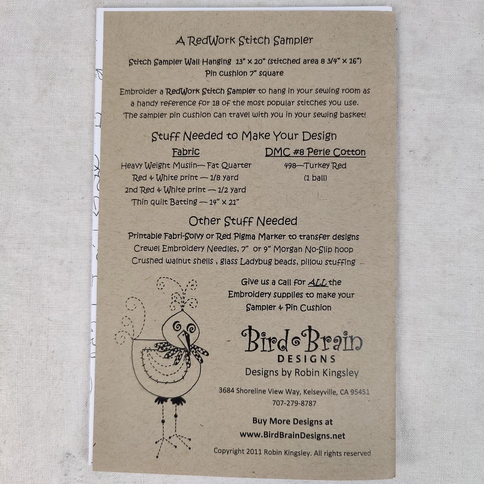 A Redwork Stitch Sample 526 Wall Hanging Stitchery Stitching Template 13" x 20" - Image 4 of 4