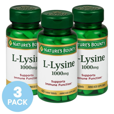 Nature's Bounty L-Lysine 1000mg 60 Tabs 3 Pack Exp 04/2025 New