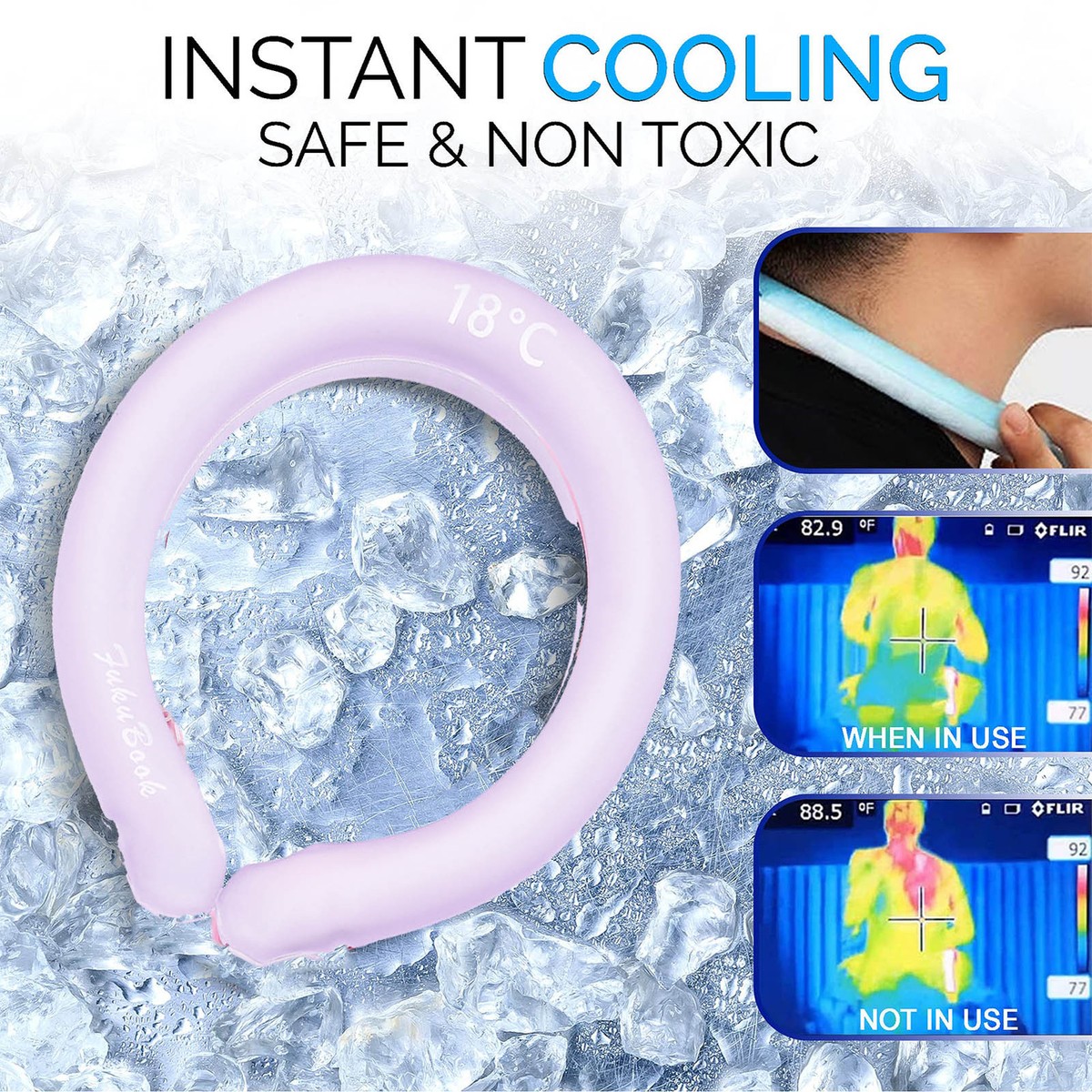 Neck Cooling Tube Wearable Cooling Neck Wraps Hands Free Cold Gel