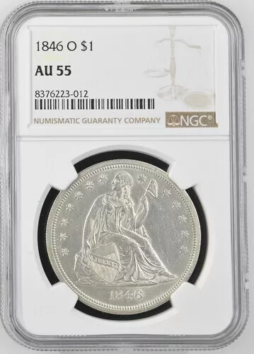 1846-O $1 Seated Liberty Silver Dollar NGC AU55