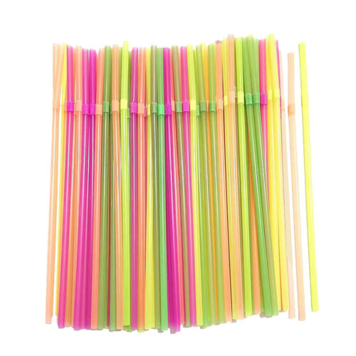 100pcs Straw Drinking Straws Plastic Tubes Colorful Straw Spoon Ice Cream Slush