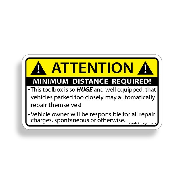 Funny Minimum Distance Toolbox Tool Box Sticker Mechanic Shop Vehicle OEM Decal EBay