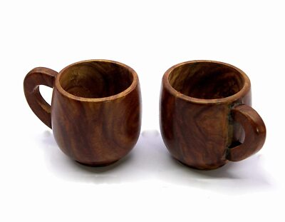 Wooden Tea & Coffee Cups Mugs Set of 2 - 150 ml Approx - Wood - 2.5" Dia  Brown | eBay